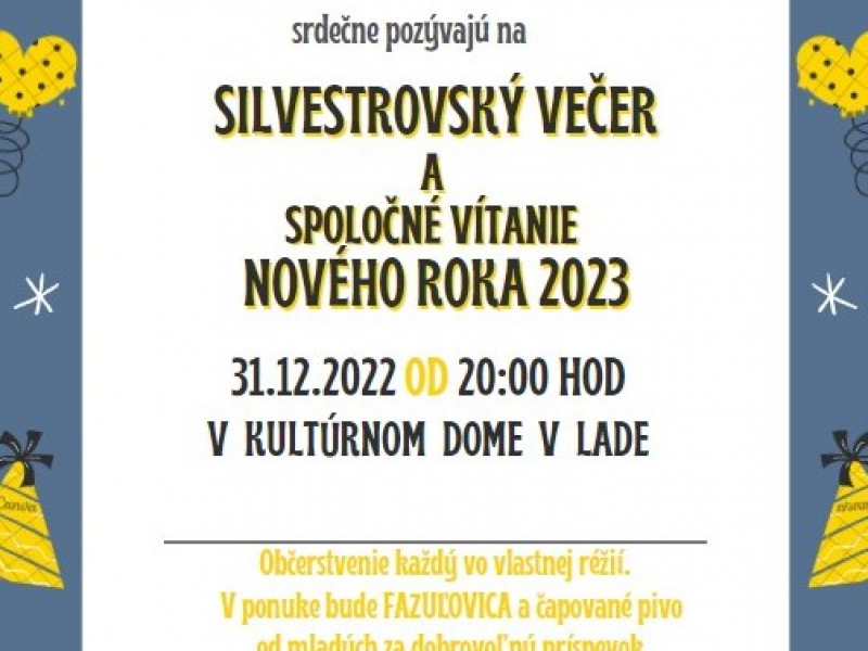 Silvestrovský večer a spoločné vítanie nového roka 2023