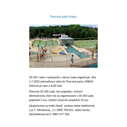 Výlet do Thermal parku Vrbov 1.7.2025