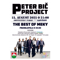 Pozvánka na koncert skupiny Peter Bič Projekt v Kapušanoch 15.8.2025