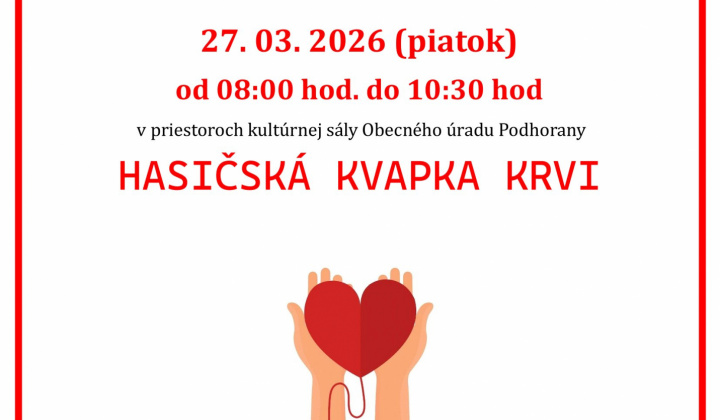 Fotka - Hasičská kvapka krvi v obci Podhorany 27.3.2026