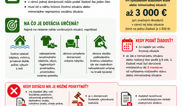 Fotka - Dotácia na podporu humanitárnej pomoci pre fyzické osoby v prípade živelnej pohromy